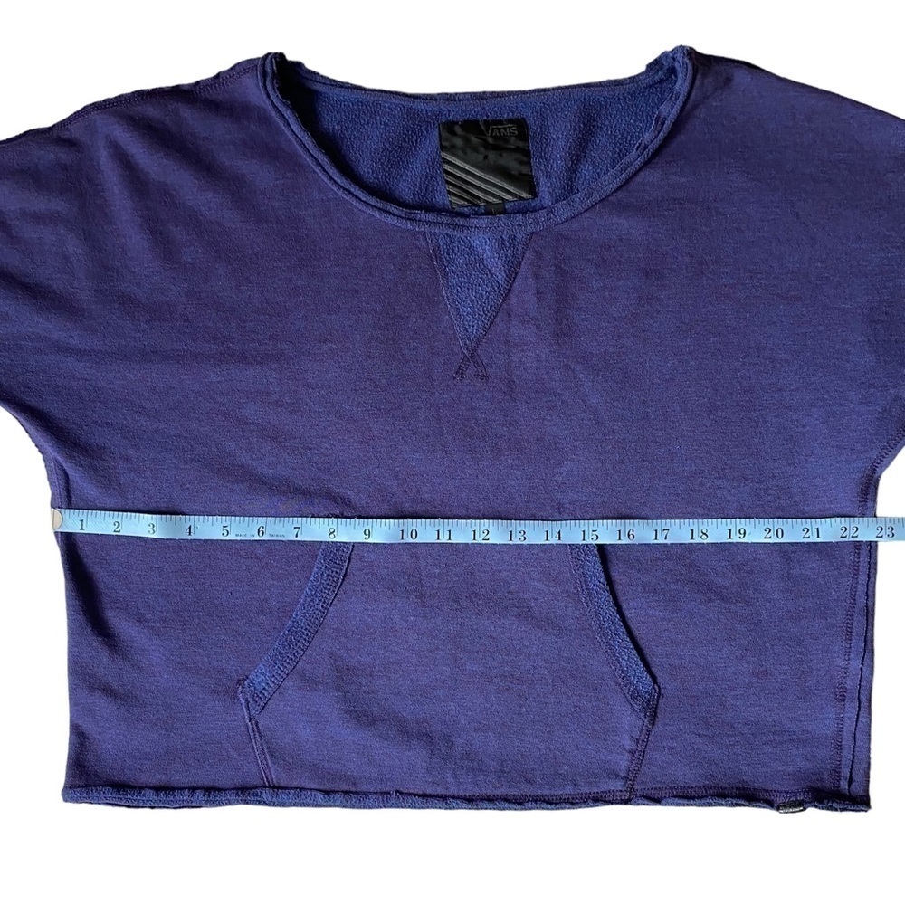 VANS Raw Edge Sweatshirt Long Sleeve Cropped Pullover Blue/Purple Women Size L - Picture 9 of 11